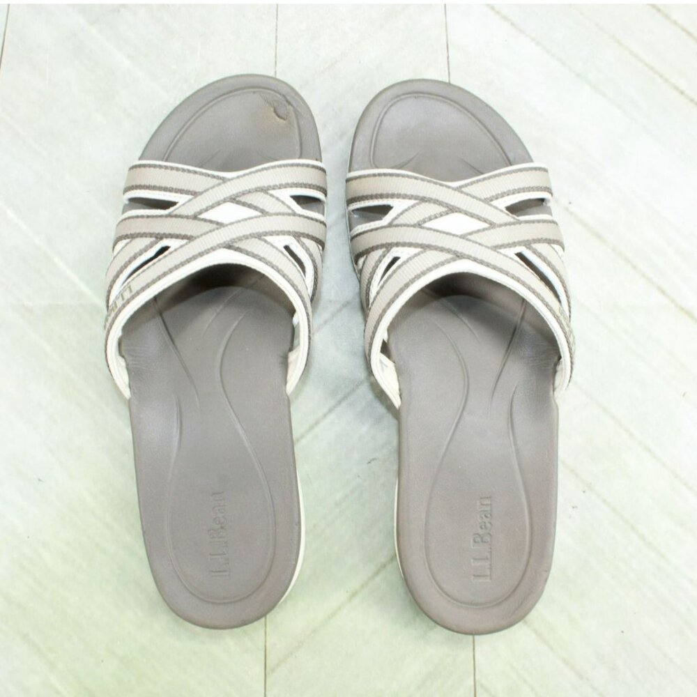 Ll Bean Boothbay Cream Nylon Slip On Comfort Casual Slide Sandals Size 7 M View 5